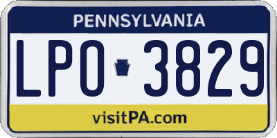 PA license plate LPO3829