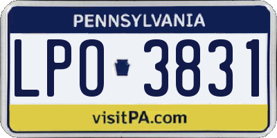 PA license plate LPO3831