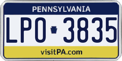 PA license plate LPO3835