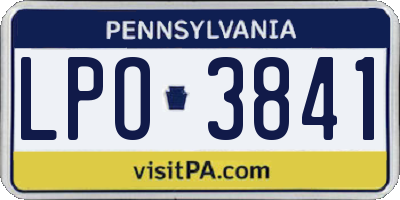PA license plate LPO3841