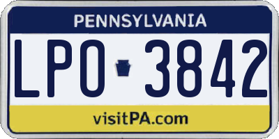 PA license plate LPO3842