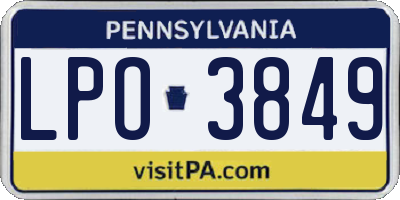 PA license plate LPO3849