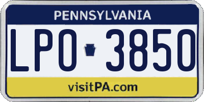 PA license plate LPO3850