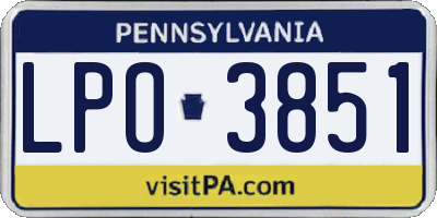 PA license plate LPO3851