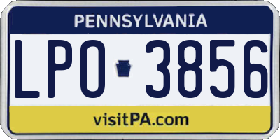 PA license plate LPO3856