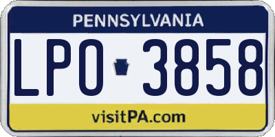 PA license plate LPO3858