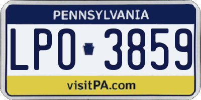 PA license plate LPO3859