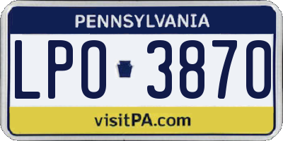 PA license plate LPO3870