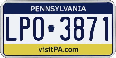 PA license plate LPO3871