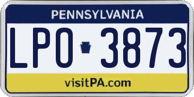 PA license plate LPO3873