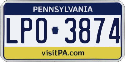 PA license plate LPO3874