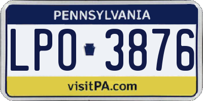 PA license plate LPO3876
