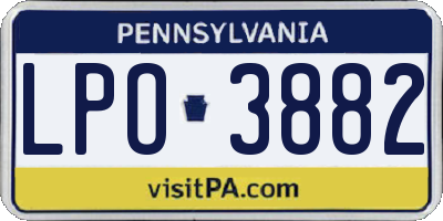 PA license plate LPO3882