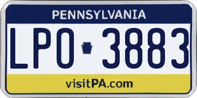 PA license plate LPO3883