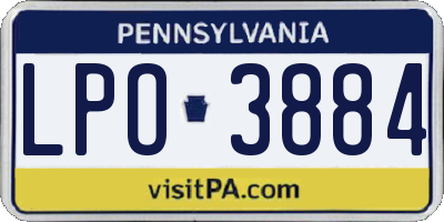 PA license plate LPO3884