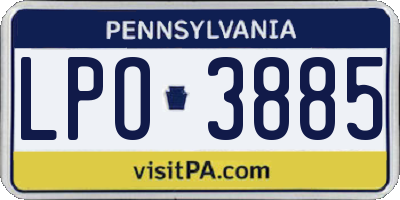 PA license plate LPO3885