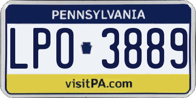 PA license plate LPO3889