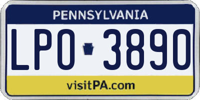 PA license plate LPO3890