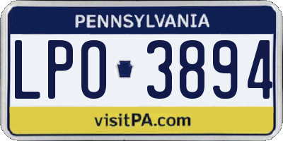 PA license plate LPO3894