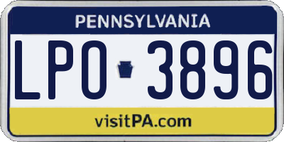 PA license plate LPO3896