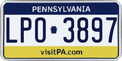 PA license plate LPO3897