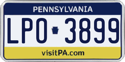PA license plate LPO3899