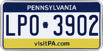 PA license plate LPO3902
