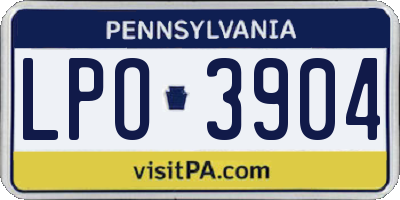 PA license plate LPO3904