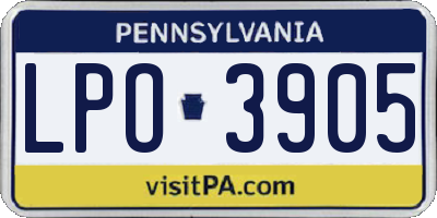 PA license plate LPO3905