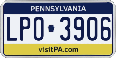 PA license plate LPO3906
