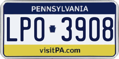 PA license plate LPO3908