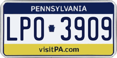 PA license plate LPO3909