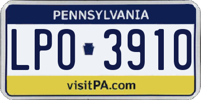 PA license plate LPO3910