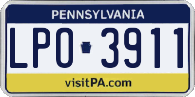 PA license plate LPO3911