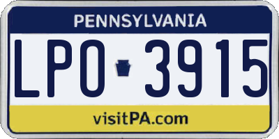 PA license plate LPO3915