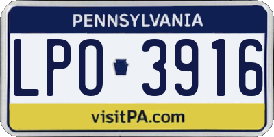 PA license plate LPO3916