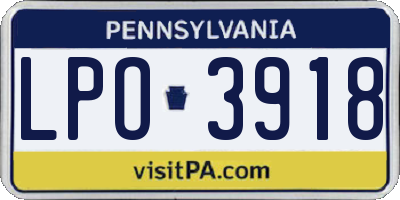 PA license plate LPO3918
