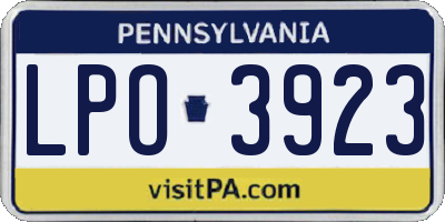 PA license plate LPO3923