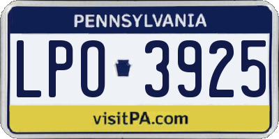 PA license plate LPO3925