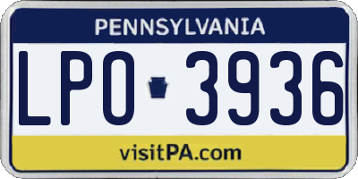 PA license plate LPO3936