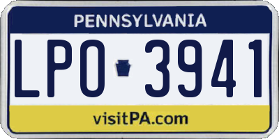 PA license plate LPO3941