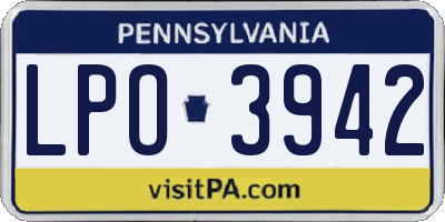 PA license plate LPO3942