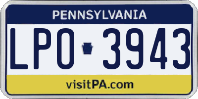 PA license plate LPO3943