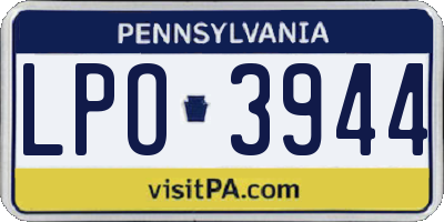 PA license plate LPO3944