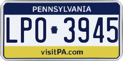 PA license plate LPO3945