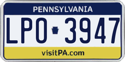 PA license plate LPO3947