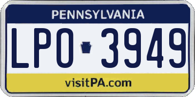 PA license plate LPO3949