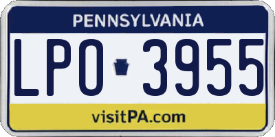 PA license plate LPO3955