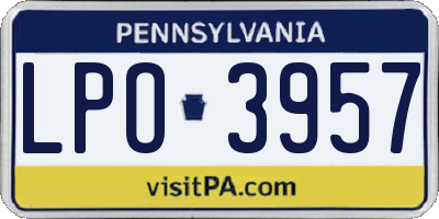 PA license plate LPO3957