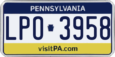 PA license plate LPO3958